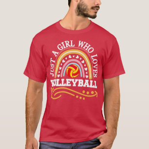 Nur ein Mädchen, das Volleyball-Regenbogen-Geschen T-Shirt