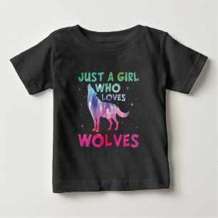 Nur ein Mädchen, das Wasserfarben-Wölfe liebt Baby T-shirt