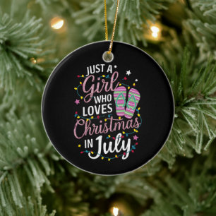 Nur ein Mädchen, das Weihnachten im Juli-Sommer li Keramik Ornament