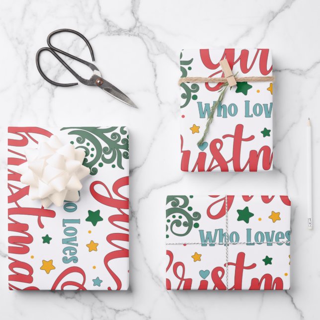 Nur ein Mädchen, das Weihnachten Lieben Geschenkpapier Set (Vorderseite)