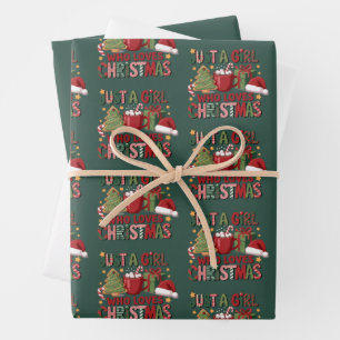 Nur ein Mädchen, das Weihnachten Liebhaber Urlaub Geschenkpapier Set