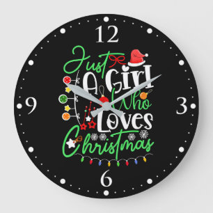 Nur ein Mädchen, das Weihnachten liebt Große Wanduhr