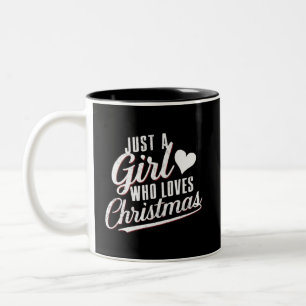 Nur ein Mädchen, das Weihnachten liebt Zweifarbige Tasse