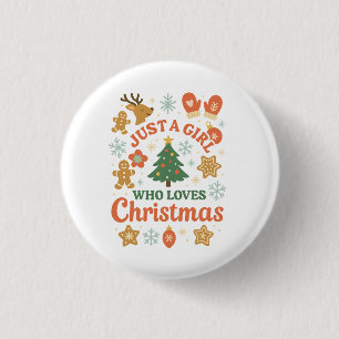 Nur ein Mädchen, das Weihnachten Retro liebt  Button