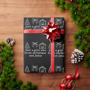 Nur ein Mädchen, das Weihnachten und Jesus Geburt  Geschenkpapier