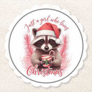 Nur ein Mädchen, das Weihnachten Waschbär-71692 li Untersetzer