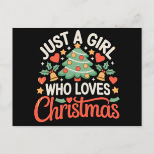 Nur ein Mädchen, das Weihnachtsbaum-Herzen Weihnac Feiertagspostkarte