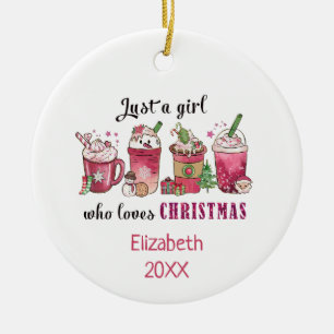 Nur ein Mädchen, das Weihnachtskaffee lustig trend Keramik Ornament