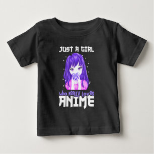 Nur ein Mädchen, das wirklich Anime im Lila Liebe Baby T-shirt