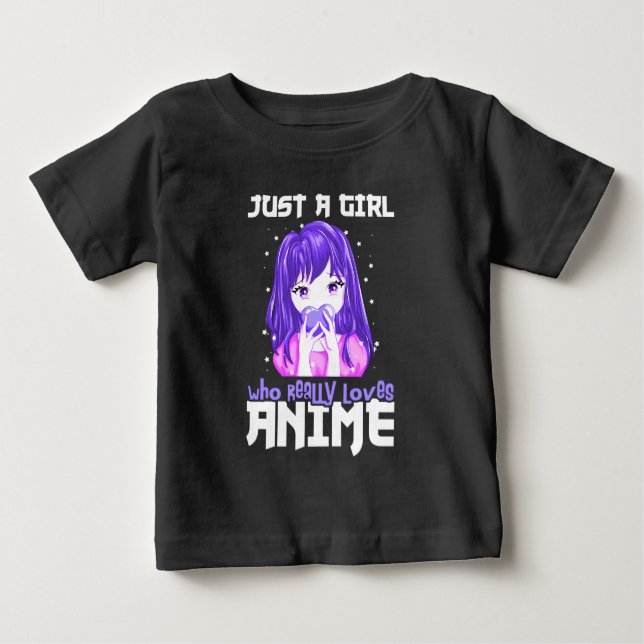 Nur ein Mädchen, das wirklich Anime im Lila Liebe Baby T-shirt (Vorderseite)