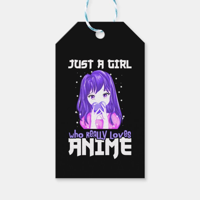 Nur ein Mädchen, das wirklich Anime im Lila Liebe Geschenkanhänger (Vorderseite)