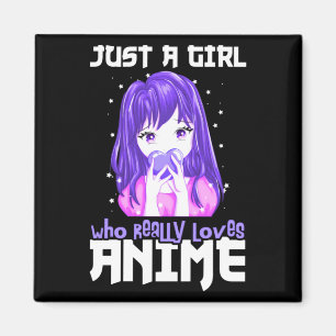 Nur ein Mädchen, das wirklich Anime im Lila Liebe Magnet
