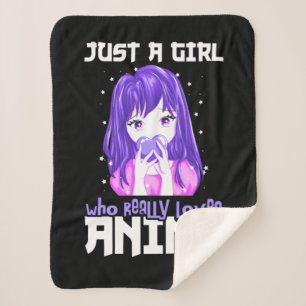Nur ein Mädchen, das wirklich Anime im Lila Liebe Sherpadecke