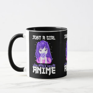 Nur ein Mädchen, das wirklich Anime im Lila Liebe Tasse