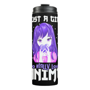 Nur ein Mädchen, das wirklich Anime im Lila Liebe Thermosbecher