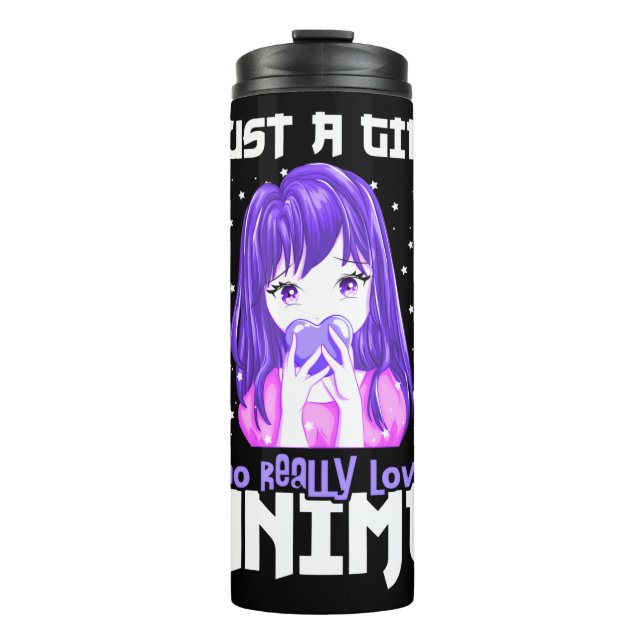 Nur ein Mädchen, das wirklich Anime im Lila Liebe Thermosbecher (Vorderseite)