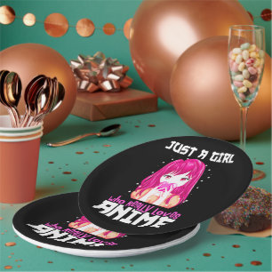 Nur ein Mädchen, das wirklich Anime Liebe Pappteller