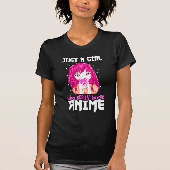 Nur ein Mädchen, das wirklich Anime Liebe T-Shirt (Vorderseite)