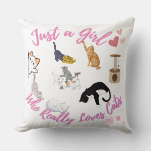 Nur ein Mädchen, das wirklich Katzen Liebe Kissen