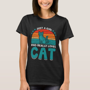 Nur ein Mädchen, das wirklich Lieben katzt T-Shirt