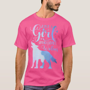 Nur ein Mädchen, das Wolf Wölfe Liebe Wasserfarbe T-Shirt
