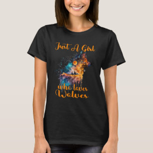 Nur ein Mädchen, das Wolf Wölfe Liebe Wasserfarbe T-Shirt