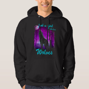 Nur ein Mädchen, das Wölfe für Mädchen Lieben Wölf Hoodie