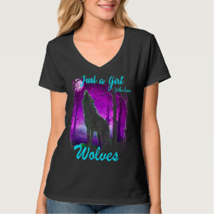 Nur ein Mädchen, das Wölfe für Mädchen Lieben Wölf T-Shirt