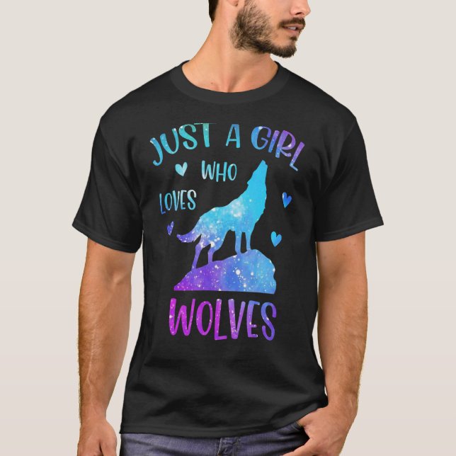 Nur ein Mädchen, das Wölfe für Wolf Liebe T-Shirt (Vorderseite)