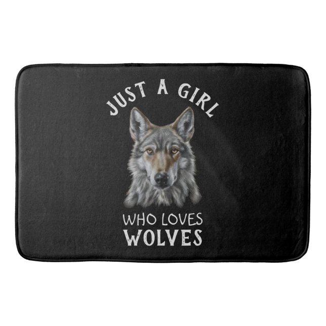 Nur ein Mädchen, das Wölfe Liebe Badematte (Vorderseite)