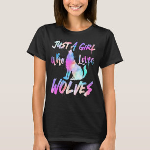 Nur ein Mädchen, das Wölfe Liebe - farbenfrohe Wöl T-Shirt
