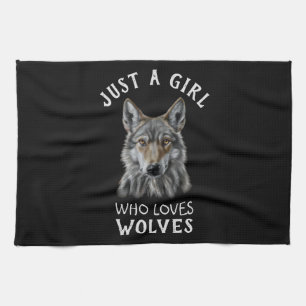 Nur ein Mädchen, das Wölfe Liebe Geschirrtuch