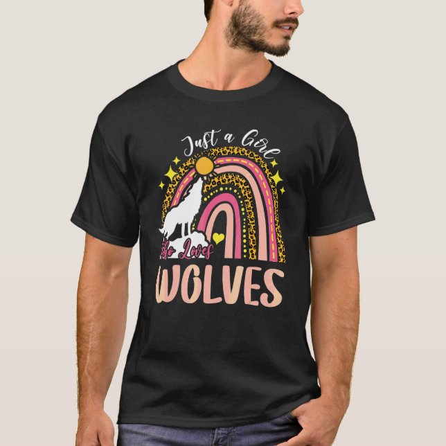 Nur ein Mädchen, das Wölfe Lieben Rainbow Leopard  T-Shirt (Vorderseite)