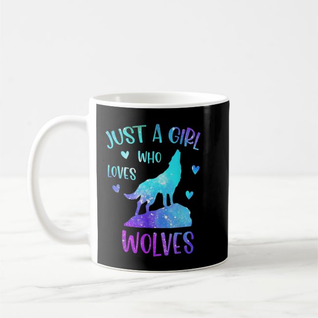 Nur ein Mädchen, das Wölfe Lieben Regenbogen Gesch Kaffeetasse (Links)