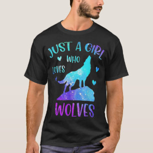 Nur ein Mädchen, das Wölfe Lieben Regenbogen Gesch T-Shirt
