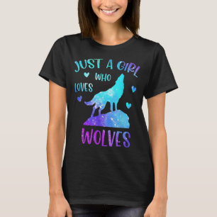Nur ein Mädchen, das Wölfe Lieben Regenbogen Gesch T-Shirt