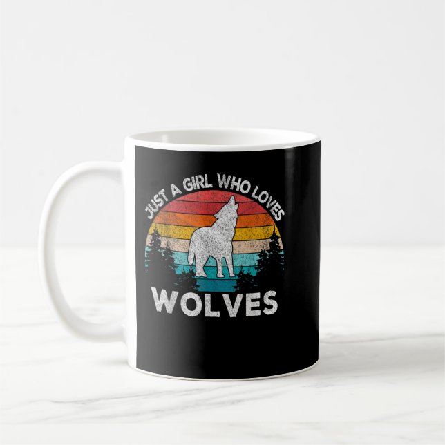 Nur ein Mädchen, das Wölfe Lieben Retro Wolf Lover Kaffeetasse (Links)