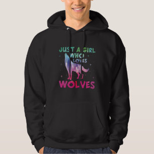 Nur ein Mädchen, das Wölfe Lieben Wasserfarbe Hoodie