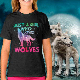 Nur ein Mädchen, das Wölfe Lieben Wasserfarbe T-Shirt