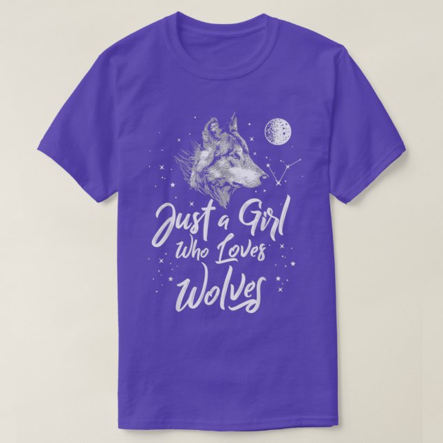Nur ein Mädchen, das Wölfe Lieben Wolf Frauen Mädc T-Shirt (Design vorne)