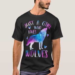 Nur ein Mädchen, das Wölfe liebt, Aquarell Süßer W T-Shirt