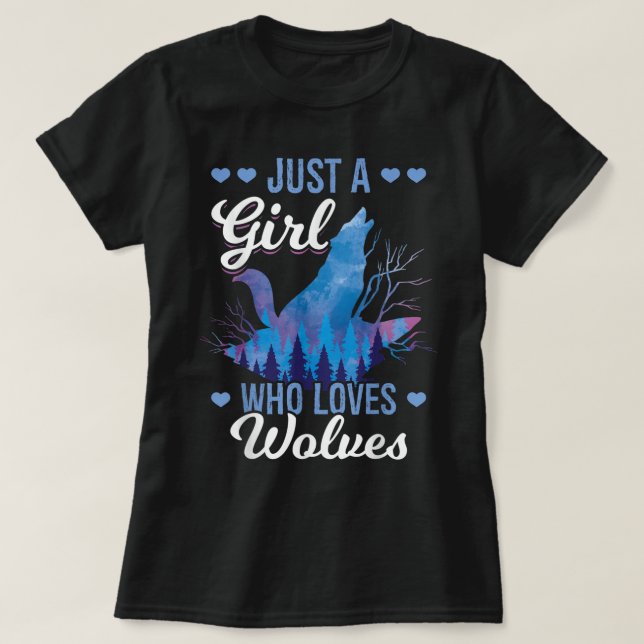Nur ein Mädchen, das Wölfe liebt T-Shirt (Design vorne)