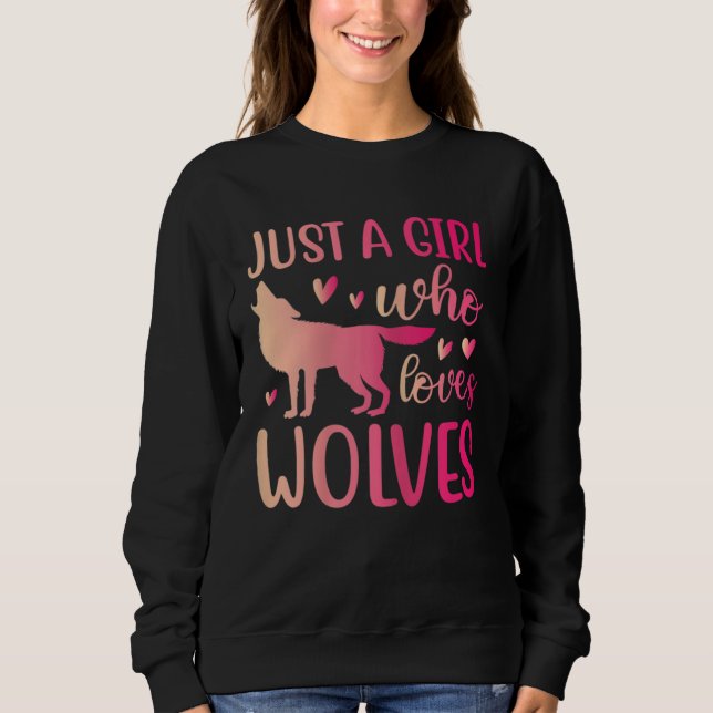 Nur ein Mädchen, das Wölfe liebt Wasserfarbe Süßer Sweatshirt (Vorderseite)