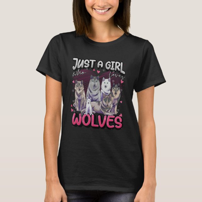 Nur ein Mädchen, das Wölfe Niedliche Wolfsmädchen  T-Shirt (Vorderseite)