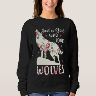 Nur ein Mädchen, das Wolfen Niedliche Wolf-Silhoue Sweatshirt