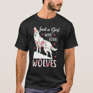 Nur ein Mädchen, das Wolfen Niedliche Wolf-Silhoue T-Shirt
