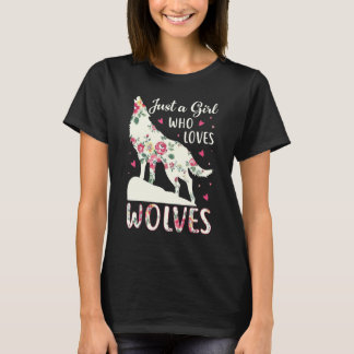 Nur ein Mädchen, das Wolfen Niedliche Wolf-Silhoue T-Shirt