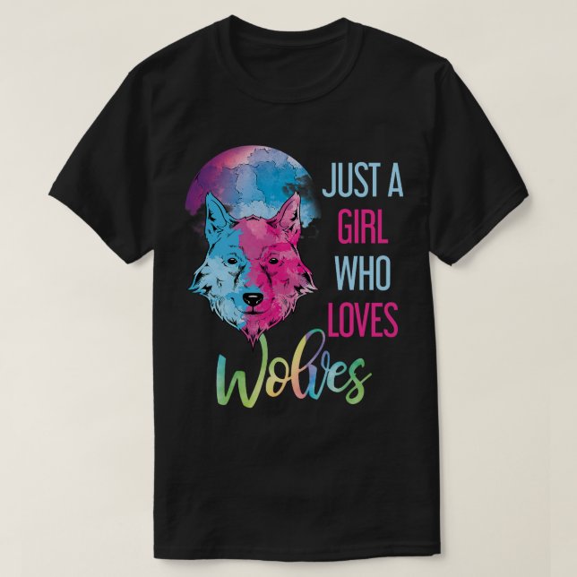 Nur ein Mädchen, das Wolves Wild Animal Girls Lieb T-Shirt (Design vorne)