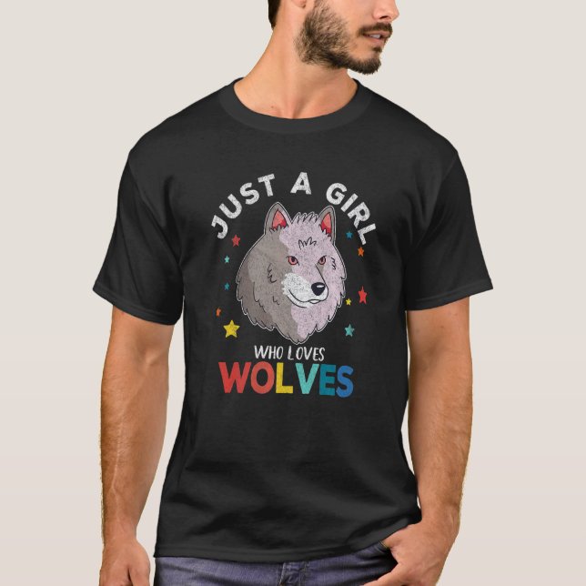 Nur ein Mädchen, das Wolves Wolf Girl Lieben T-Shirt (Vorderseite)