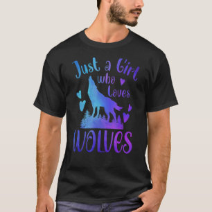 Nur ein Mädchen, das Wolves Wolf Moon Lieben Vinta T-Shirt